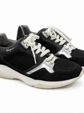 Ferragamo Black Suede Sneakers Size 6M – Luxury Designer Casual Shoes